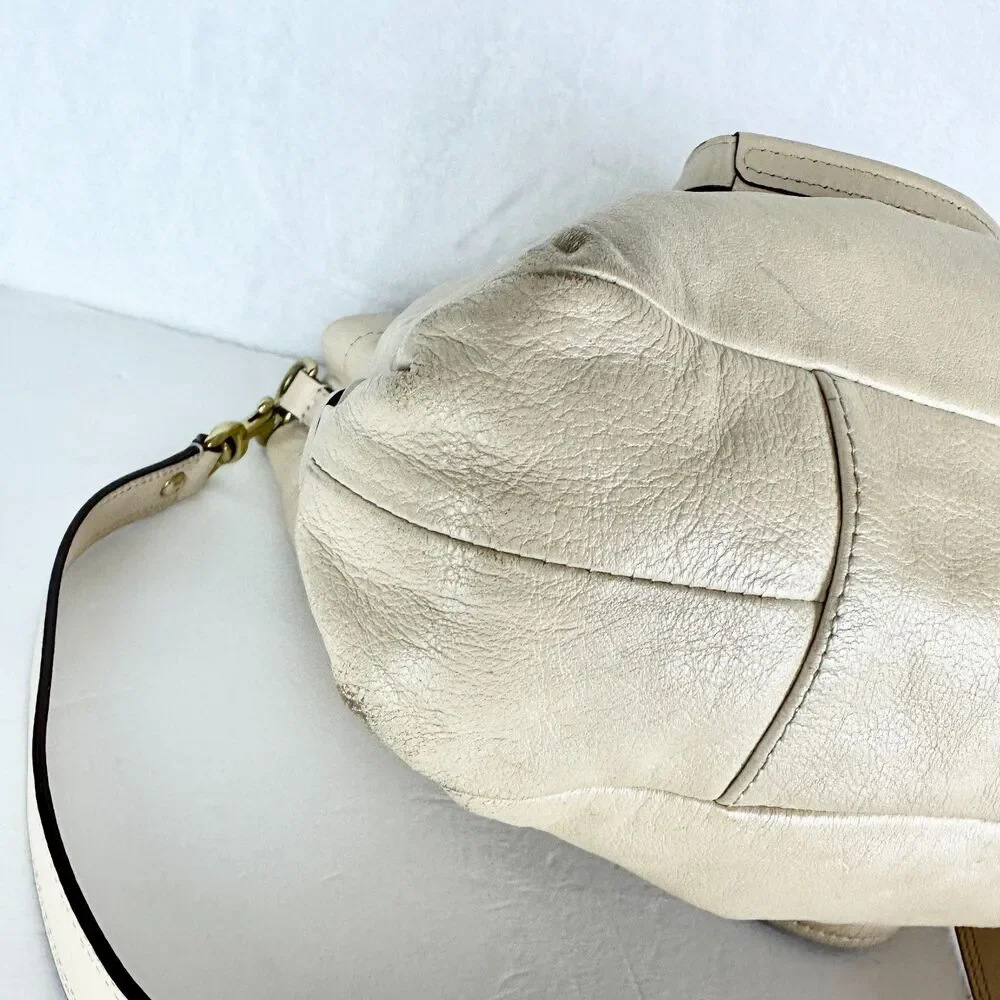 Coach Ashley Leather Carryall Satchel Purse Bone F15513